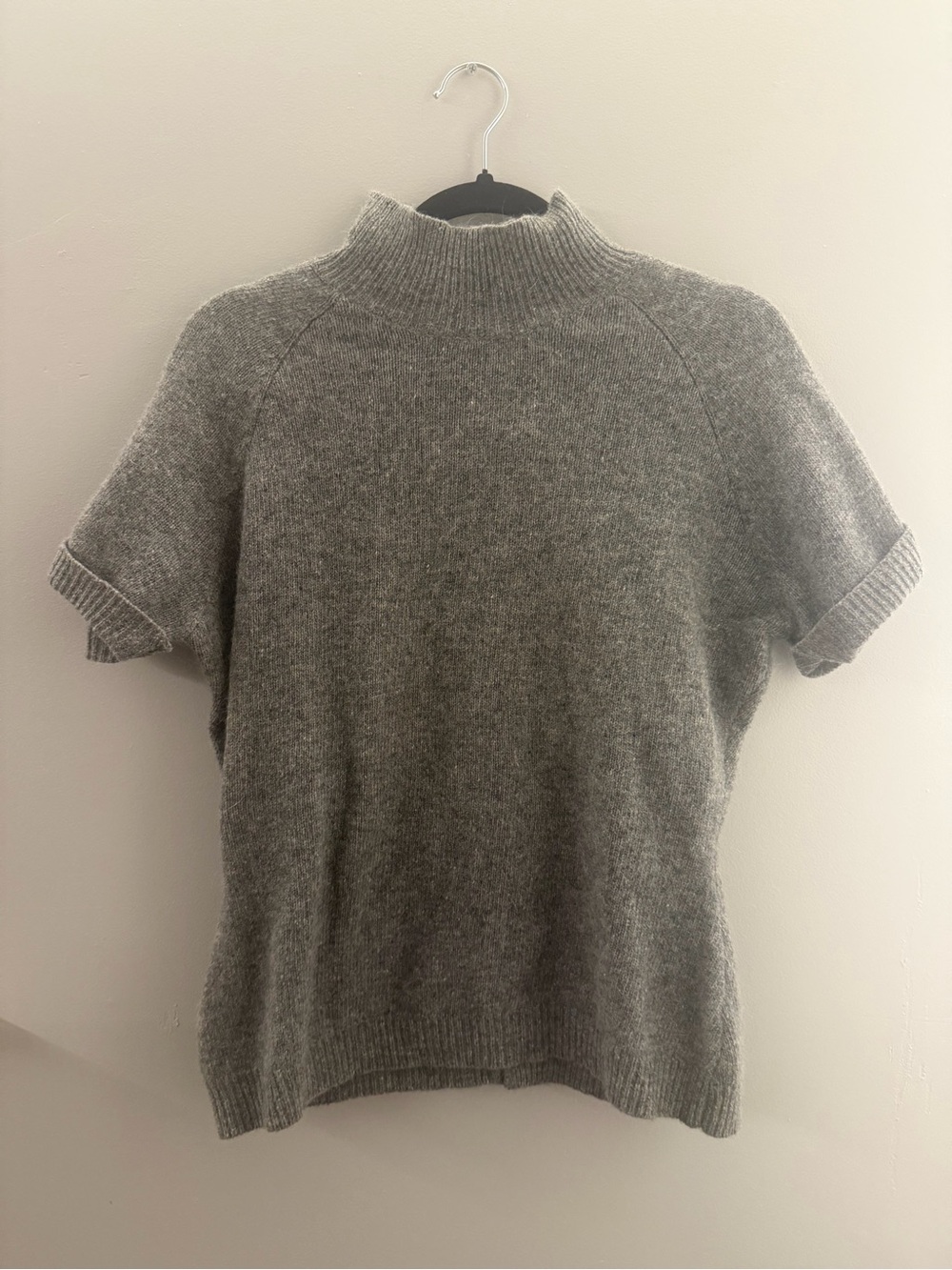 Limited america Gray Short-Sleeve Mock Neck Sweater 70% lambswool